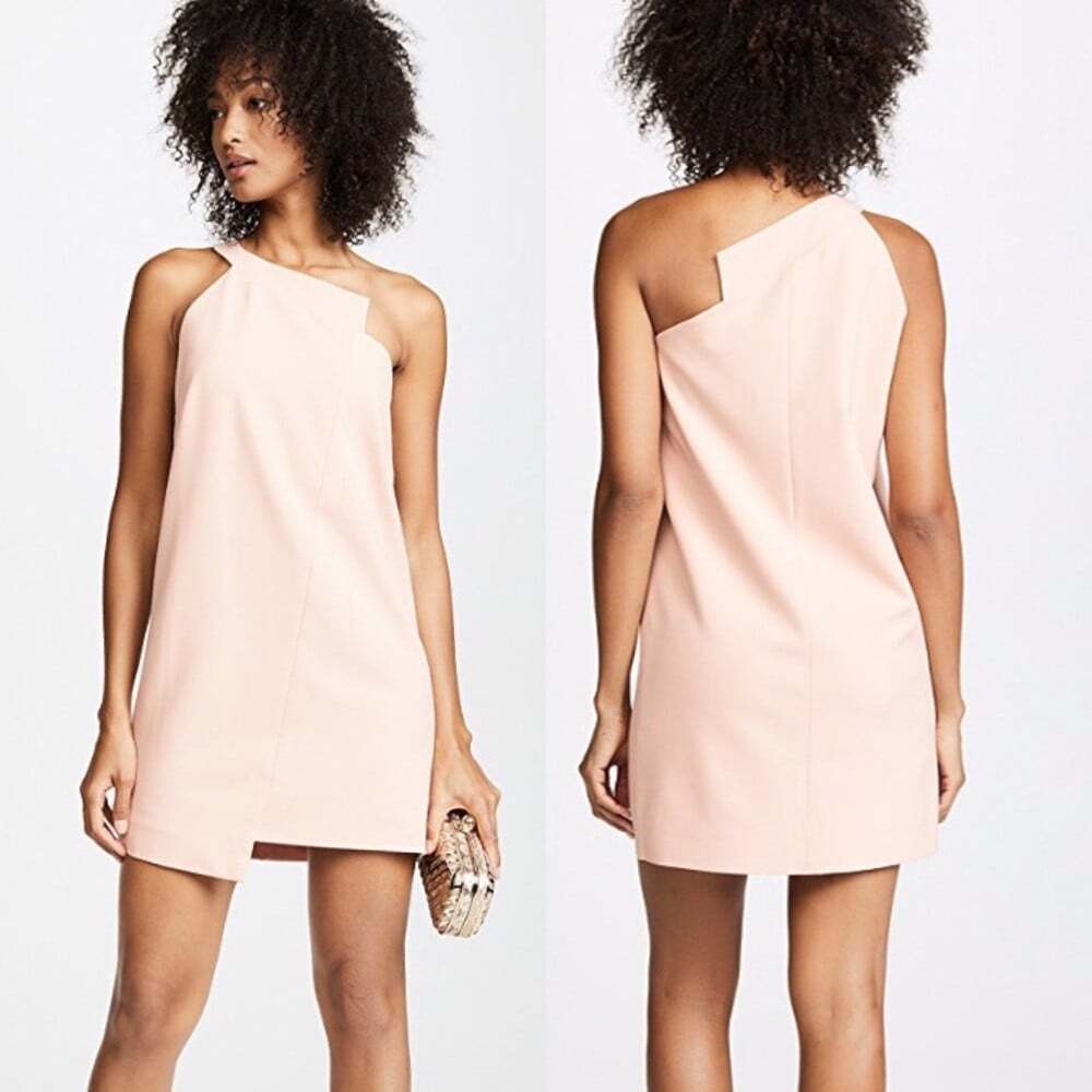 Michelle Mason Cotail Asymmetrical One Shoulder Mini Dress Size 0 Blush Pink